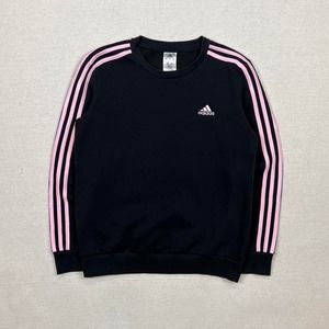 Adidas black vertical pink striped athletic sweatshirt